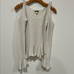 Elegant Cream Knit Cold Shoulder Top
